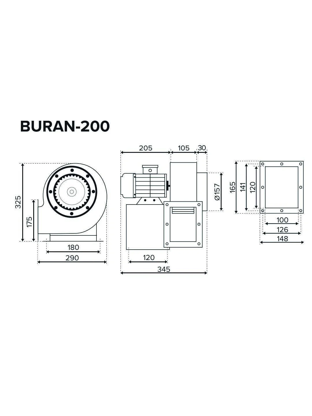 Вентилятор радиальный BURAN PRO 200 2K M R